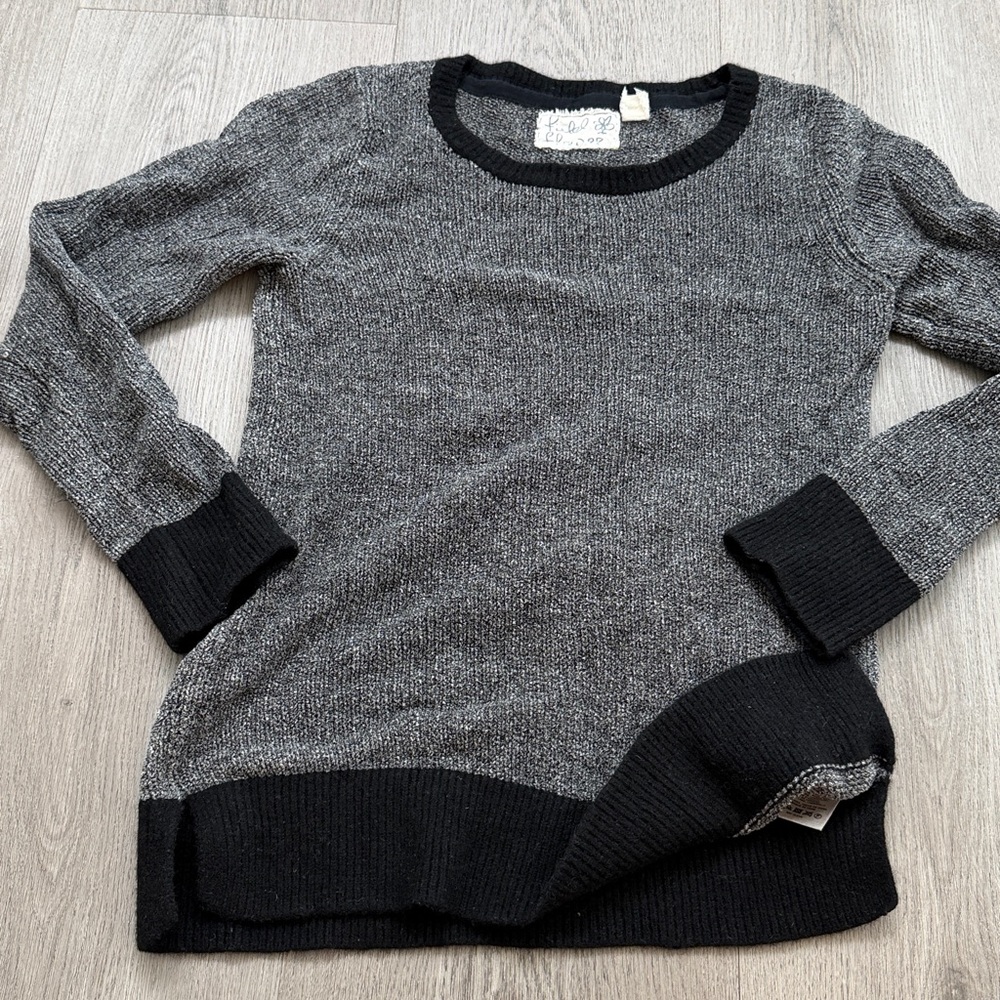 Anthropologie Black and Gray Crew Neck Sweater